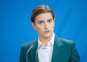BERLIN, GERMANY - SEPTEMBER 18: Serbian Prime Minister Ana Brnabic speaks at a press conference after a meeting with German Chancellor Angela Merkel at the Chancellery in Berlin on September 18, 2019 in Berlin, Germany. (Photo by Maja Hitij/Getty Images)