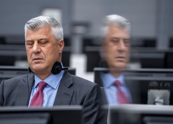 epa08809795 Kosovar former president Hashim Thaci in the courtroom of the Kosovo Tribunal in the Hague, the Netherlands, 09 November 2020. Thaci is being charged by the war crimes and crimes against humanity tribunal. Thaci and nine others are held responsible for murders, torture and disappearances during the Kosovo war.  EPA-EFE/JERRY LAMPEN